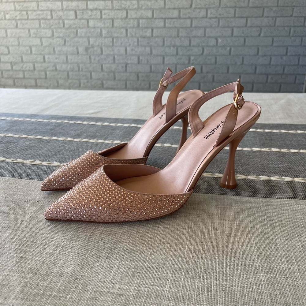 Jeffrey Campbell Zivote Slingback Pump Heels Light Pink Rose Satin Size 9.5 - Picture 5 of 8